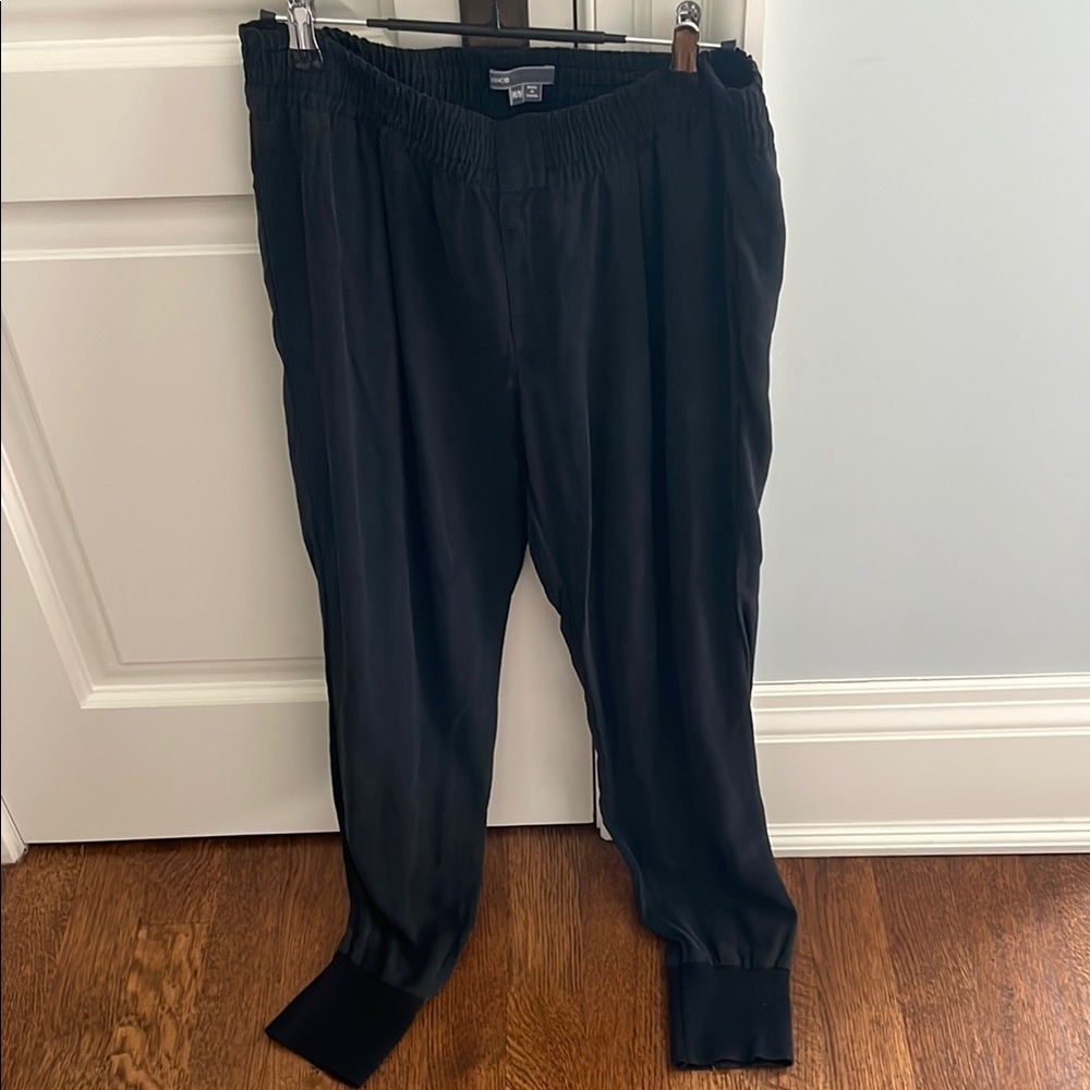 Black Satin Jogger Pants